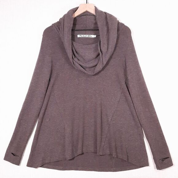 Michael Stars Womens Sweater Size XS Knit Trapeze Swing Cowl Neck Thumb Holes - Picture 7 of 12